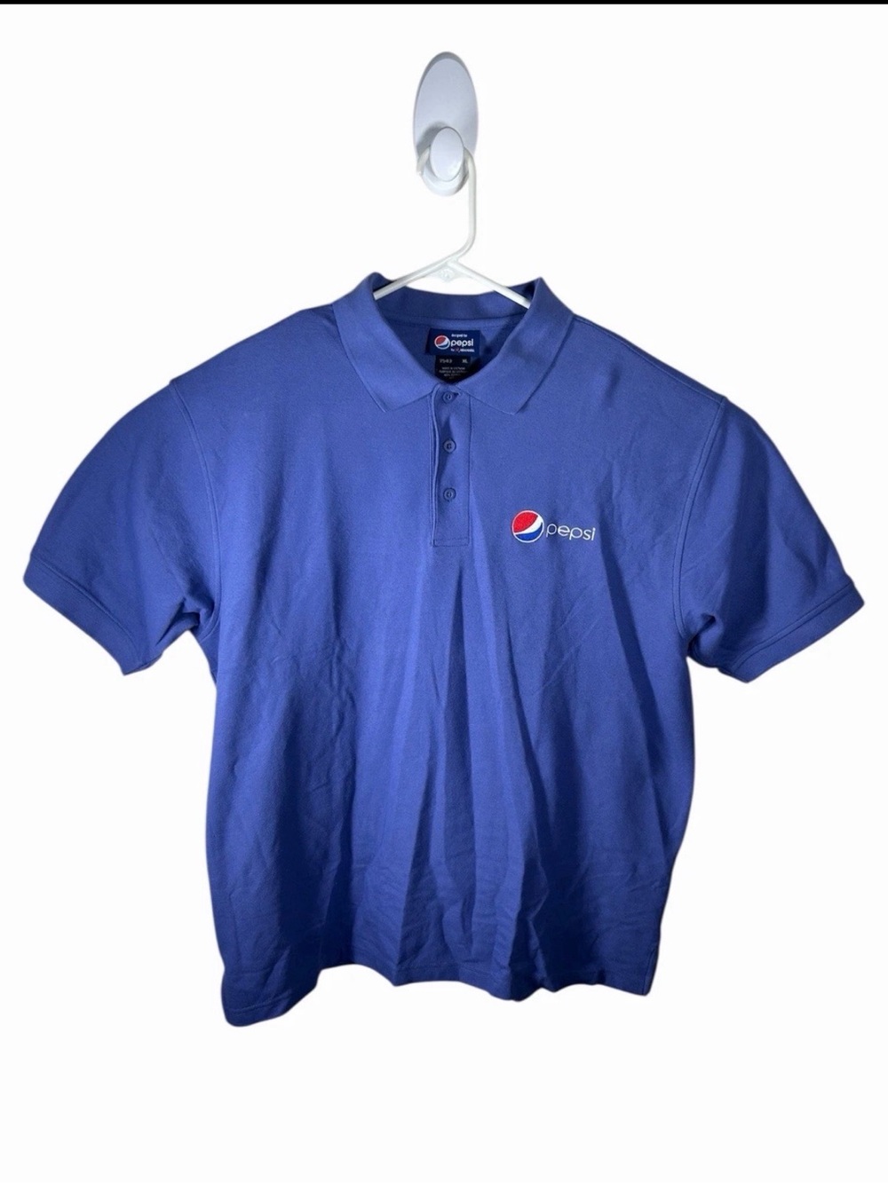 Pepsi Aramark Workwear Polo Shirt Blue Embroidered Logo Uniform Top Men Size XL